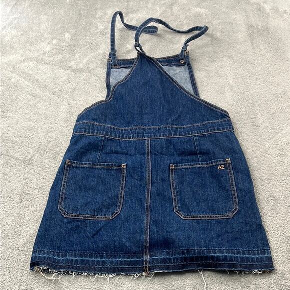 American‎ Eagle 4, 27/S Denim Skirt Overalls Shortalls Raw Hem Fray Button Down - Picture 5 of 7